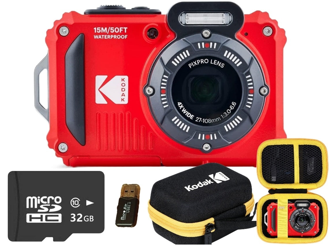 Camera Kodak WPZ2 red, set: TF card 32 GB, card reader and case