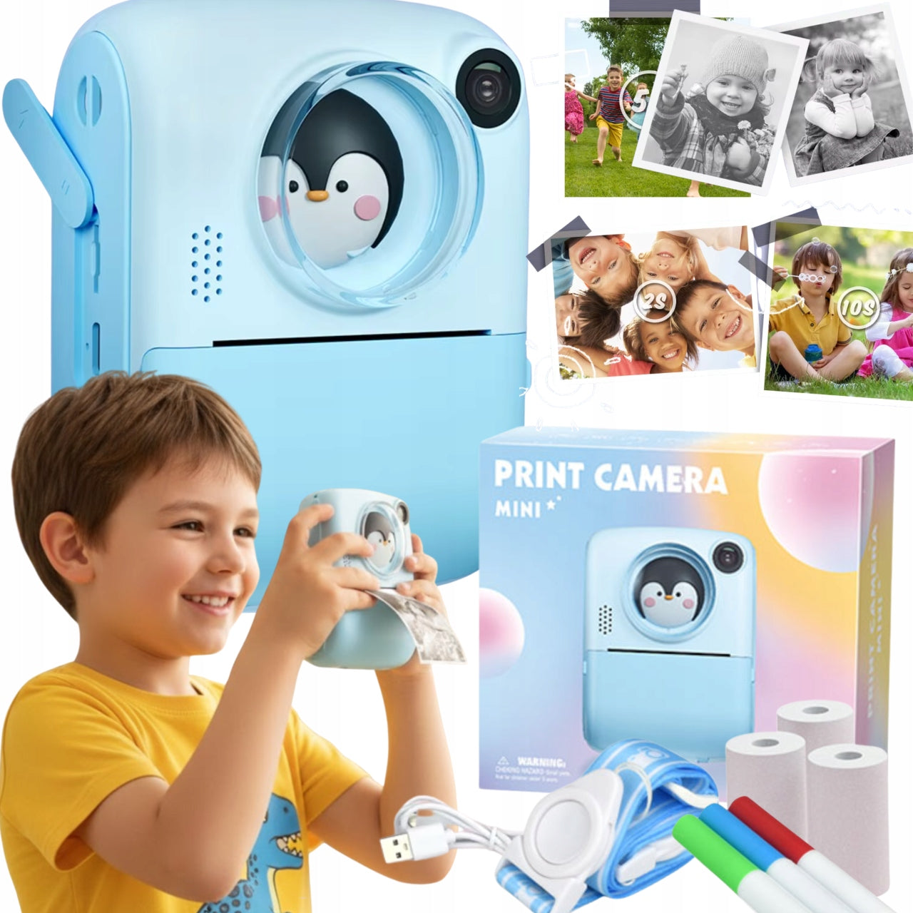 Camera Phone for Children PHOTOS VIDEOS with Thermal Printer for Gift