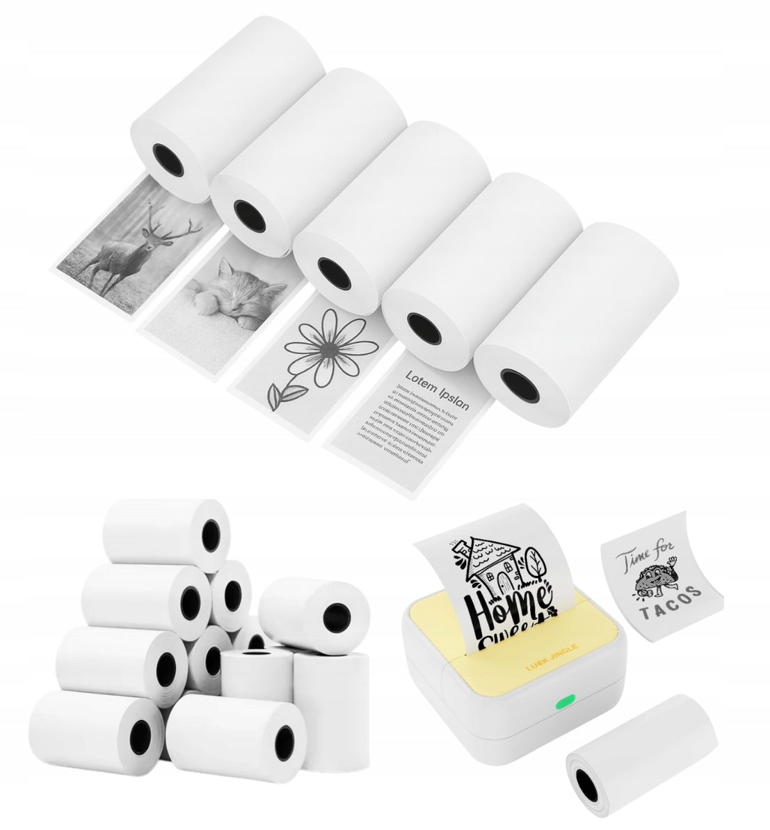 Camera Rollers Mini Printer Print Large SET OF 5
