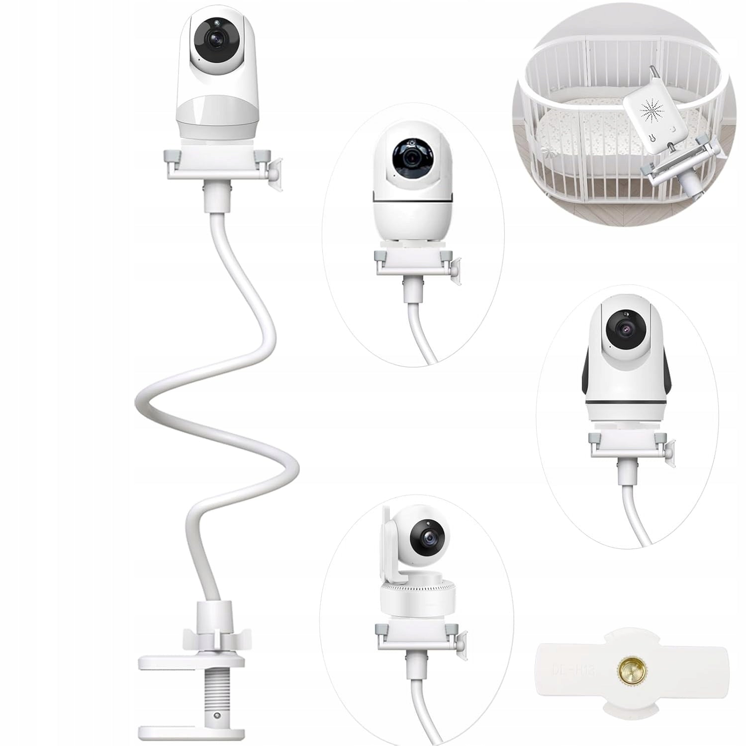 Camera holder for baby monitor flexible mounting