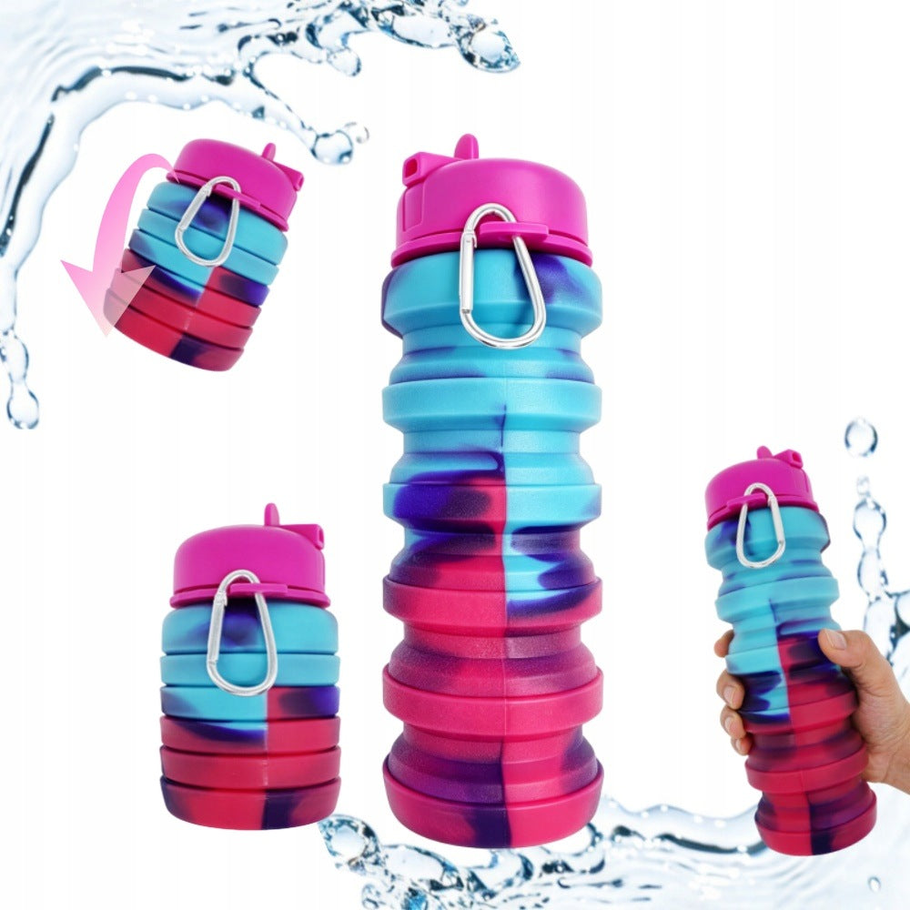 Camo Foldable Silicone Cup 480ml Heat Resistant Portable Pink