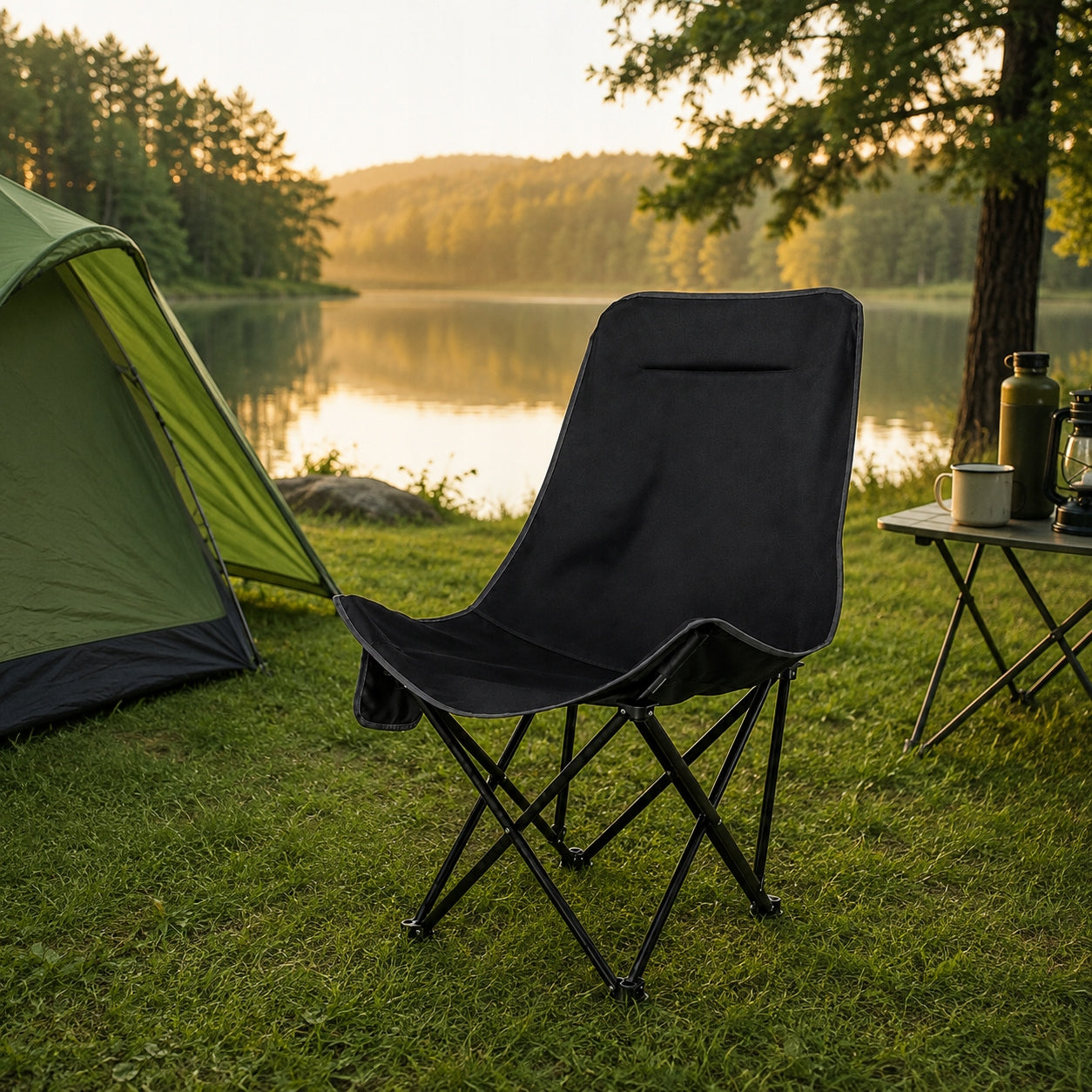 Camping Chair Hiking Fishing Folding Chair Portable Black Manufacturer code aur13