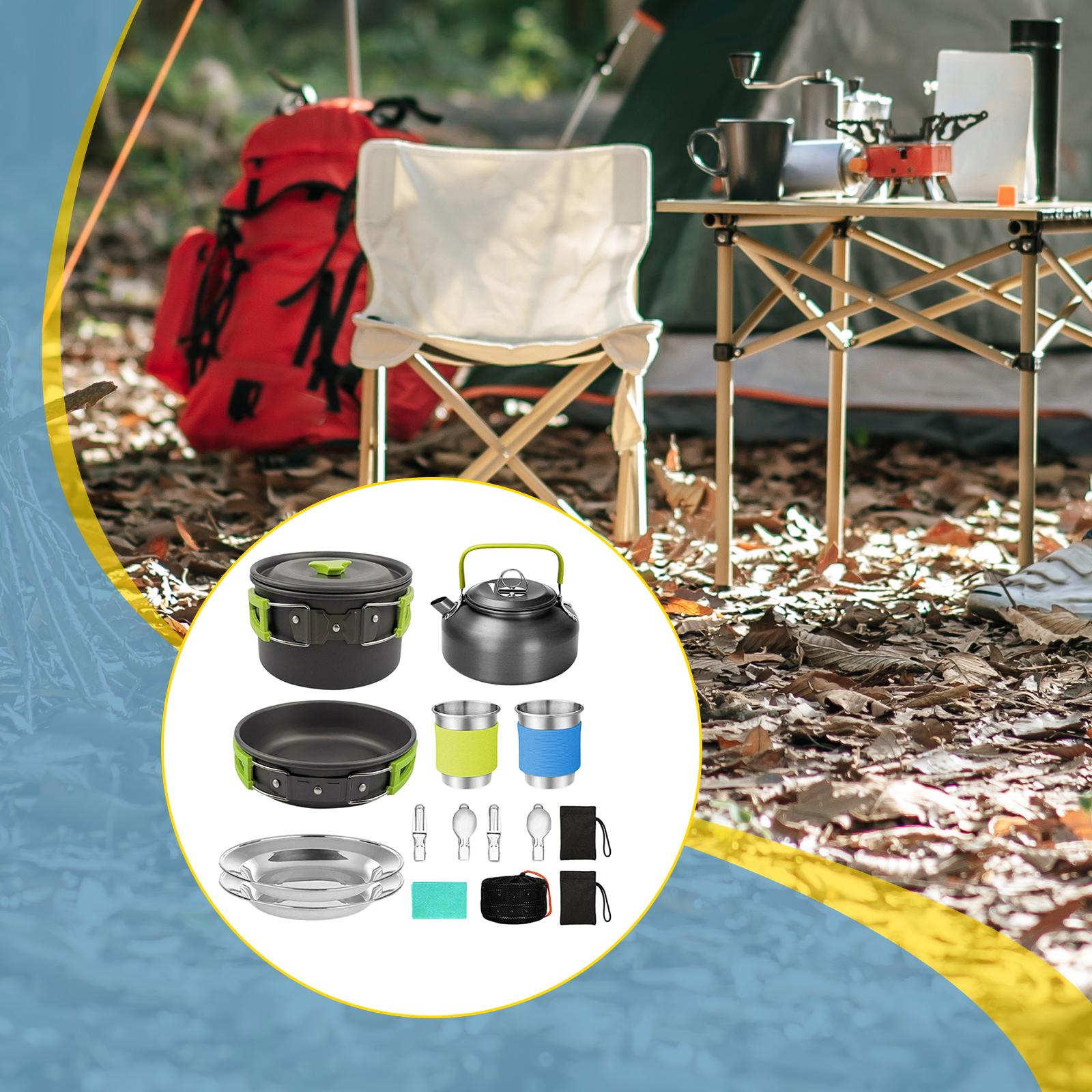 Camping Cookware Kit Ergonomic Pot Frying Pan Kettle for BBQ Picnic green Manufacturer code 02270130805