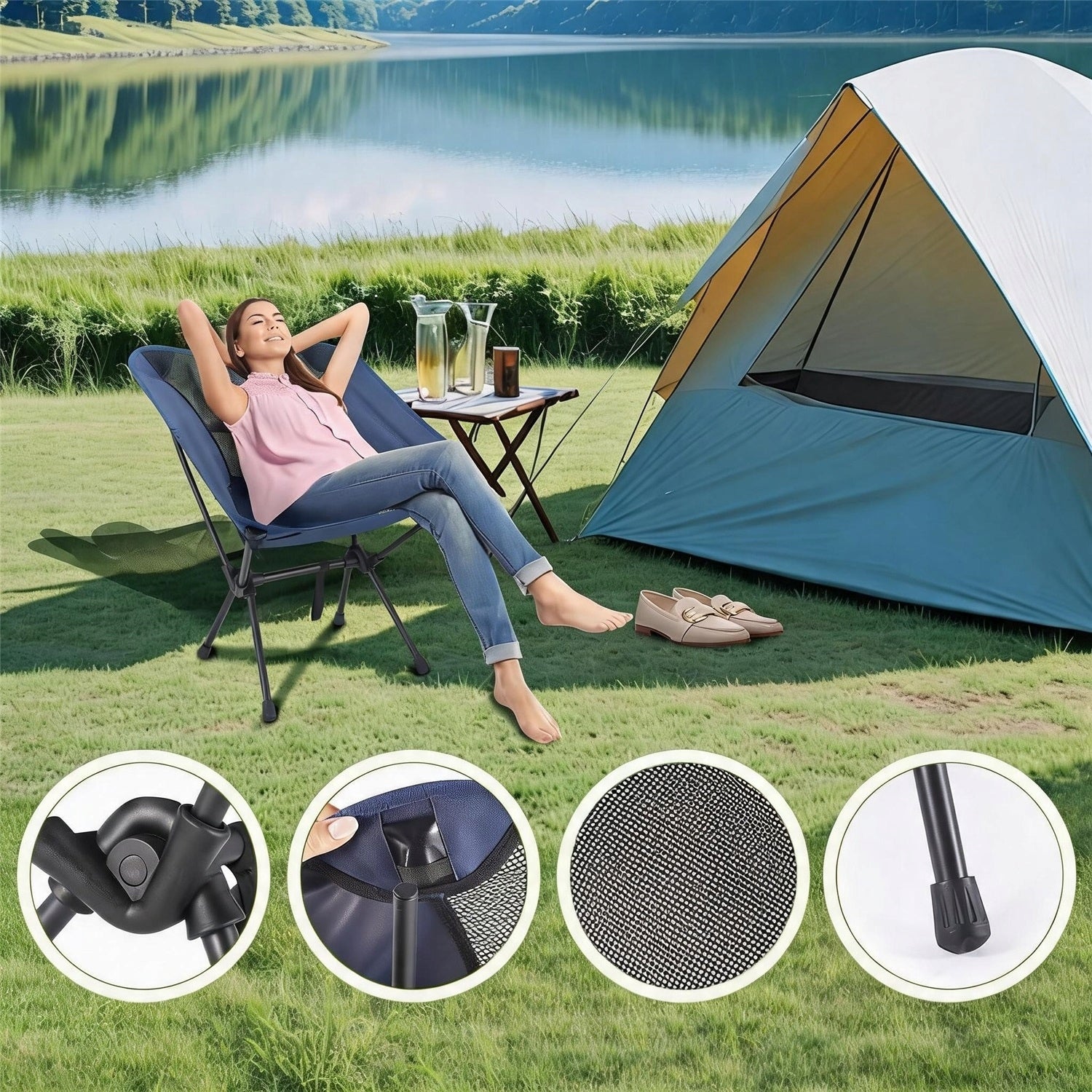 Camping Fishing Chair Folding Strong Bag Lifting Capacity 120kg Kind chair