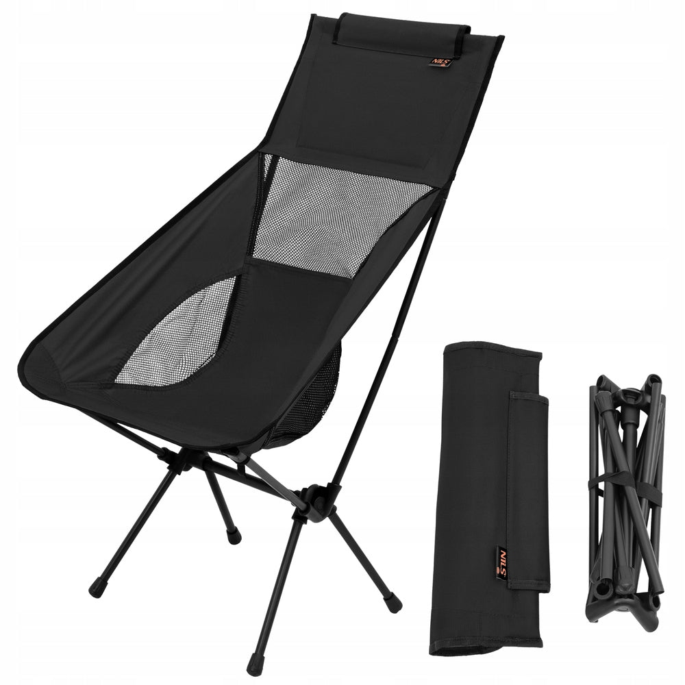 Camping Hiking Fishing Chair With Fish Backrest Black NILS
