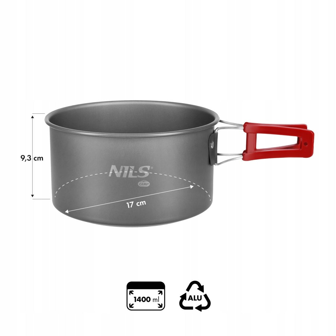 Camping Hiking Pot For Departure Camping With Handle 1,4 L NILS CAMP Packaging status original