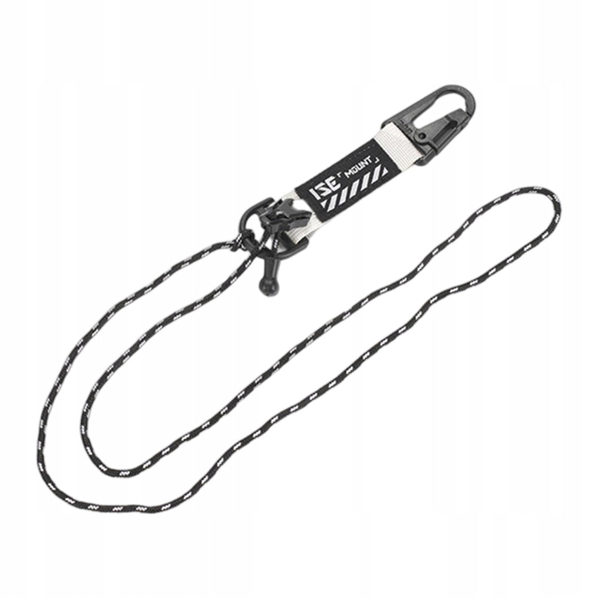 Camping Lanyard Rope with Buckle Adjustable Length Black White Webbing