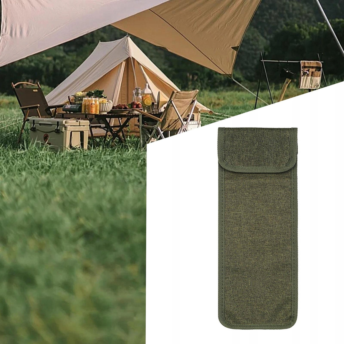 Camping Nail Bag Lightweight Reusable Utility Tools 12cmx32cm Green