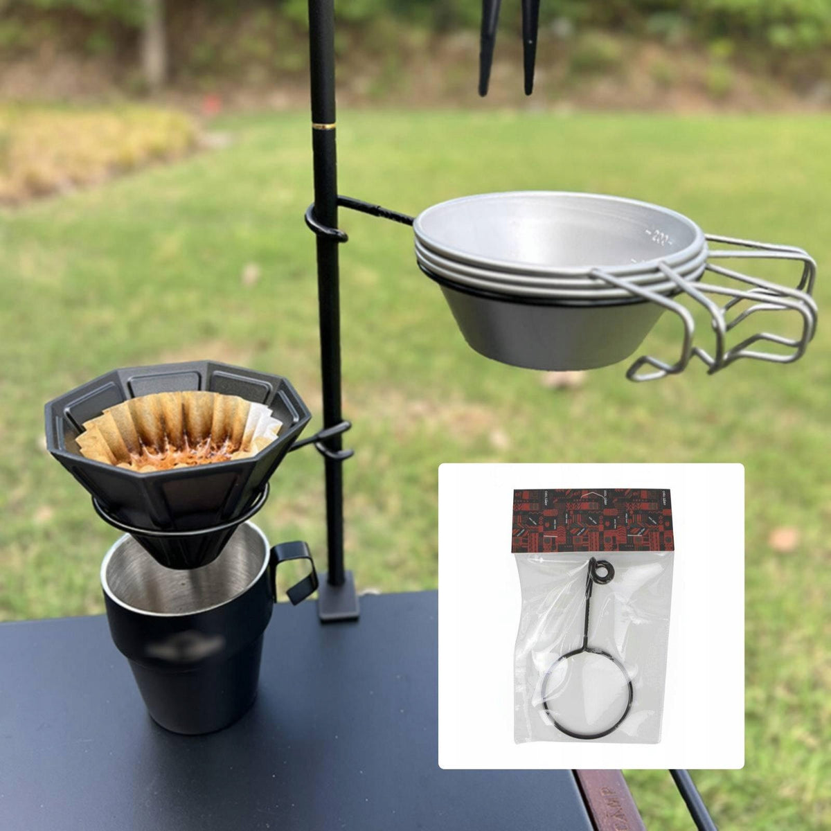 Camping Pole Hook Multi Purpose Camping Bowl Rack Portable for Cup Holder Packaging status original
