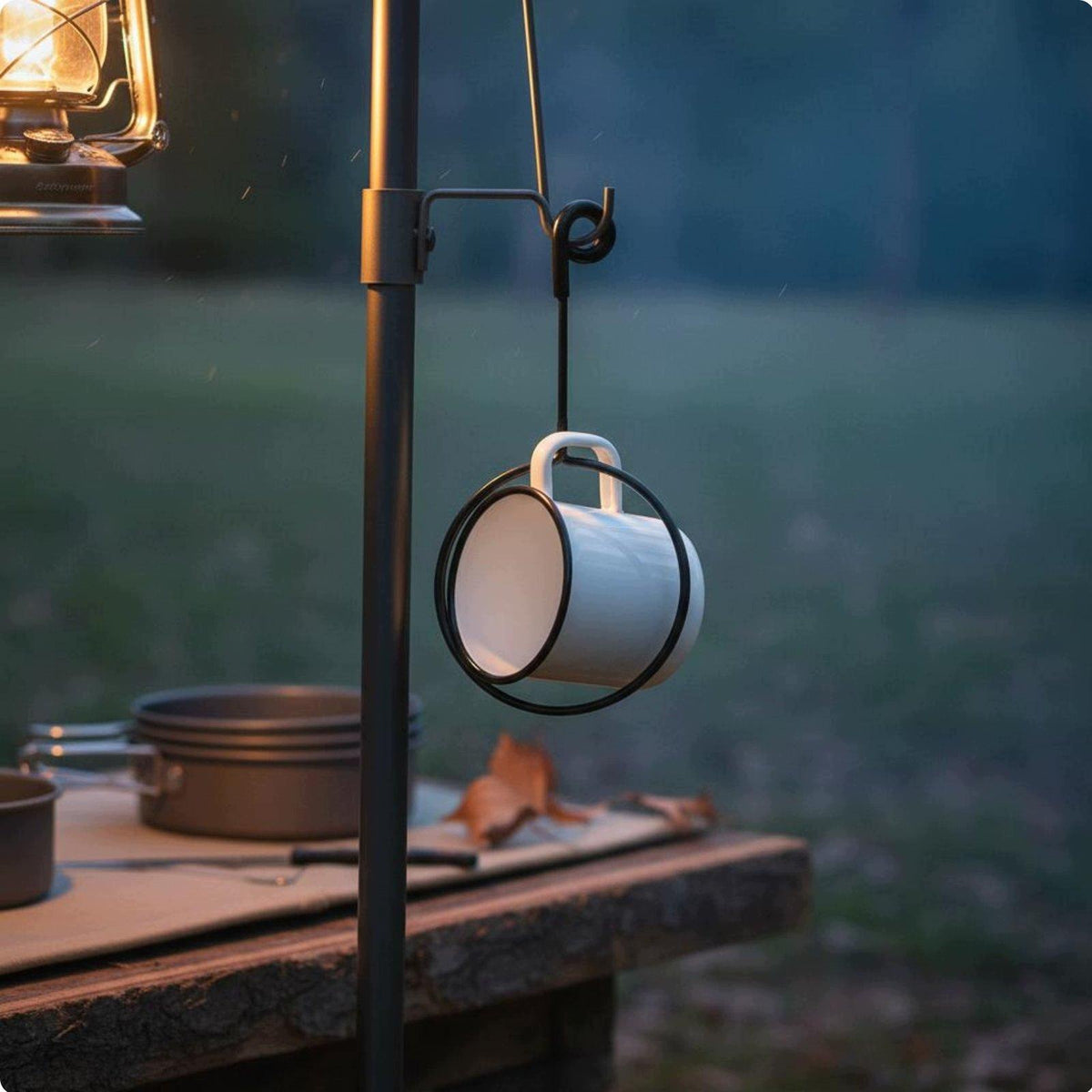 Camping Pole Hook Multi Purpose Camping Bowl Rack Portable for Cup Holder