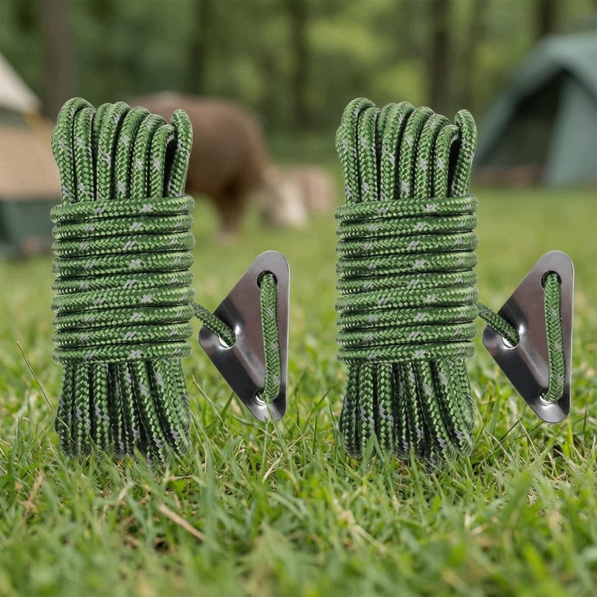 Camping Rope Tensioner with Reflective Guyline for Khaki 5MM 5M 2PK Packaging status original