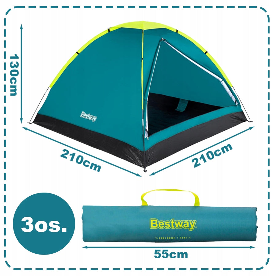 Camping Tent 2-3 Person 210x210cm + Bag Bestway 68085 Brand Bestway