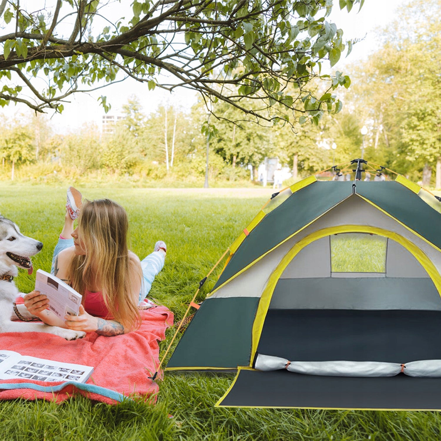 Camping Tent Automatic Double Layer With Mosquito Net For 3-4 People BEDEE Product weight with unit packaging 2.81 kg