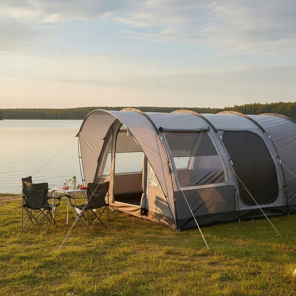 Camping Tent Family Tunnel Waterfall 5 Person 5000mm Grey Manufacturer code Namiot Turystyczny Kempingowy Ogrodowy