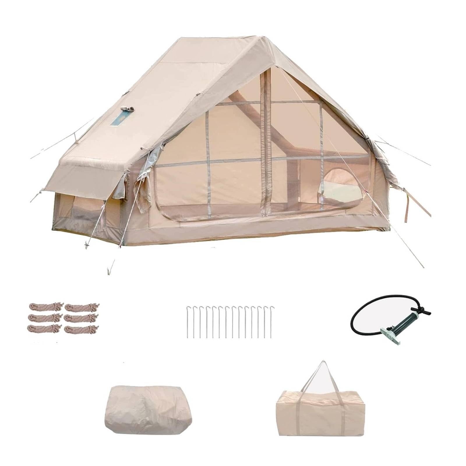 Camping Tent Inflatable Waterproof Oxford Beige 6m2 3mx2m
