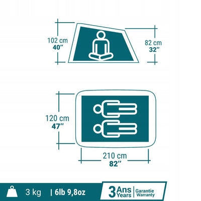 Camping Tent Quechua 2 Seconds 2-Person Packaging status original