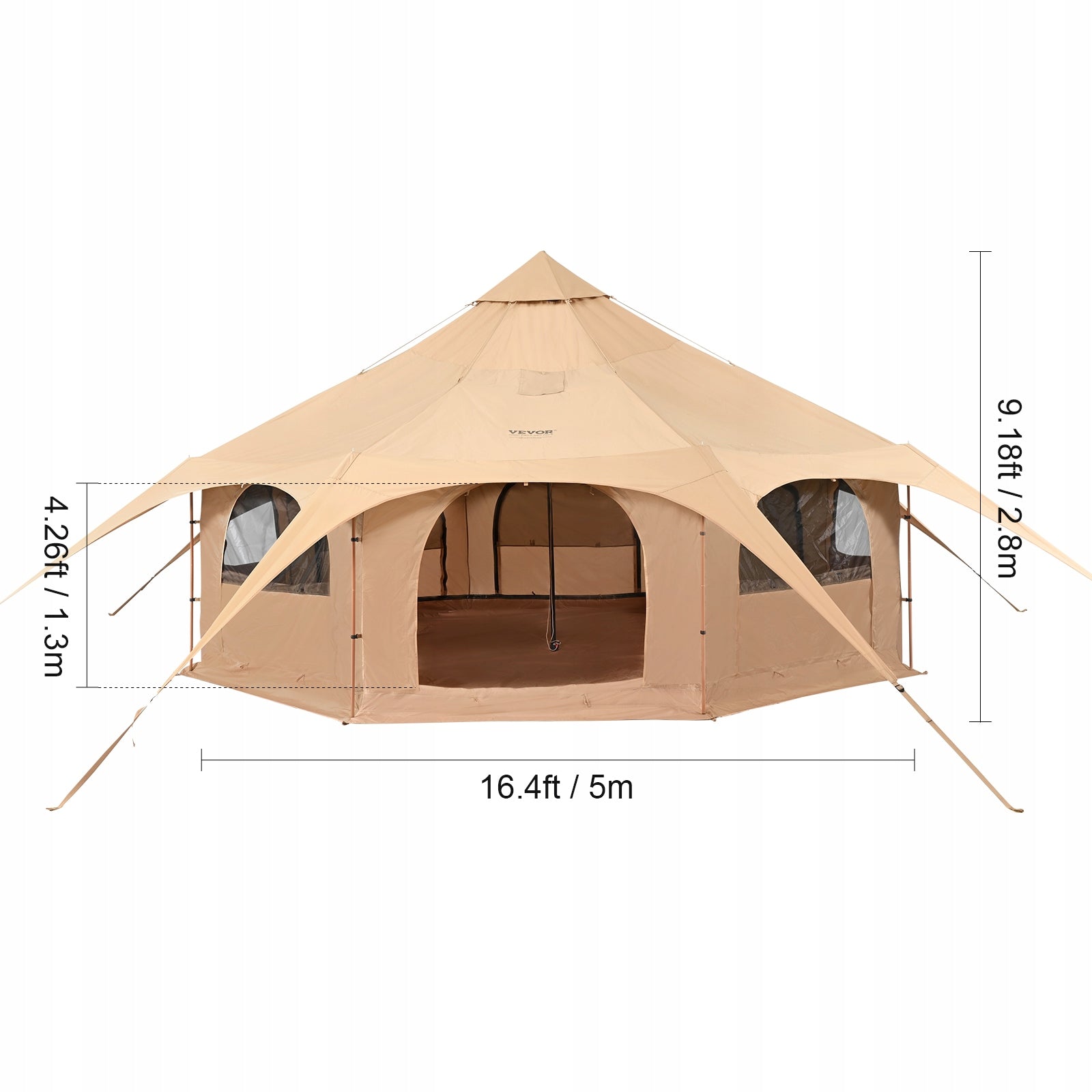 Camping Tent With 8 Windows For Adventure 5x2,8M Bell Tent For 8 Persons Manufacturer code FBZXZP5M5HTC