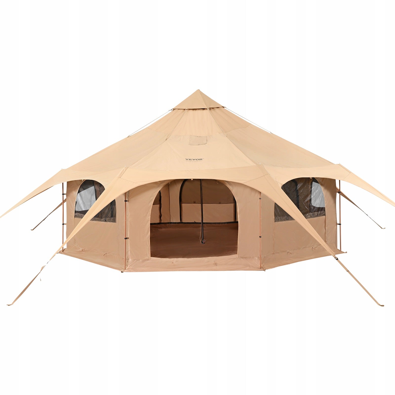 Camping Tent With 8 Windows For Adventure 5x2,8M Bell Tent For 8 Persons