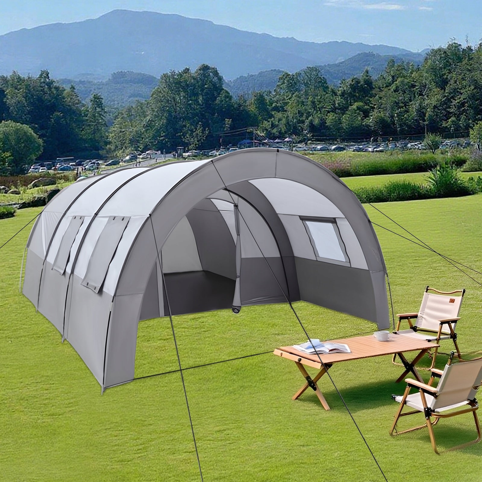 Camping Tunnel Tent, 6-Person Waterproof Tent, Family Tunnel Tent Model CTT