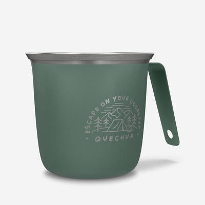 Camping and hiking mug Quechua 500 steel 0,3 liters Color green