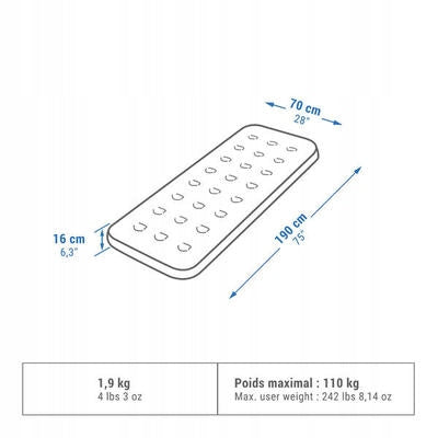 Camping mattress Quechua Air Basic 70 cm 1-person Color white
