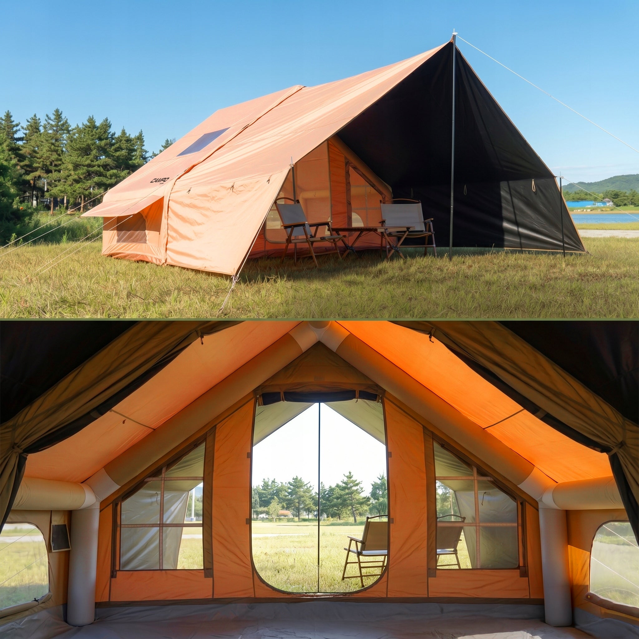 Camping pumped tent glamping Boste 4os vestibule pump strong Model AirCab