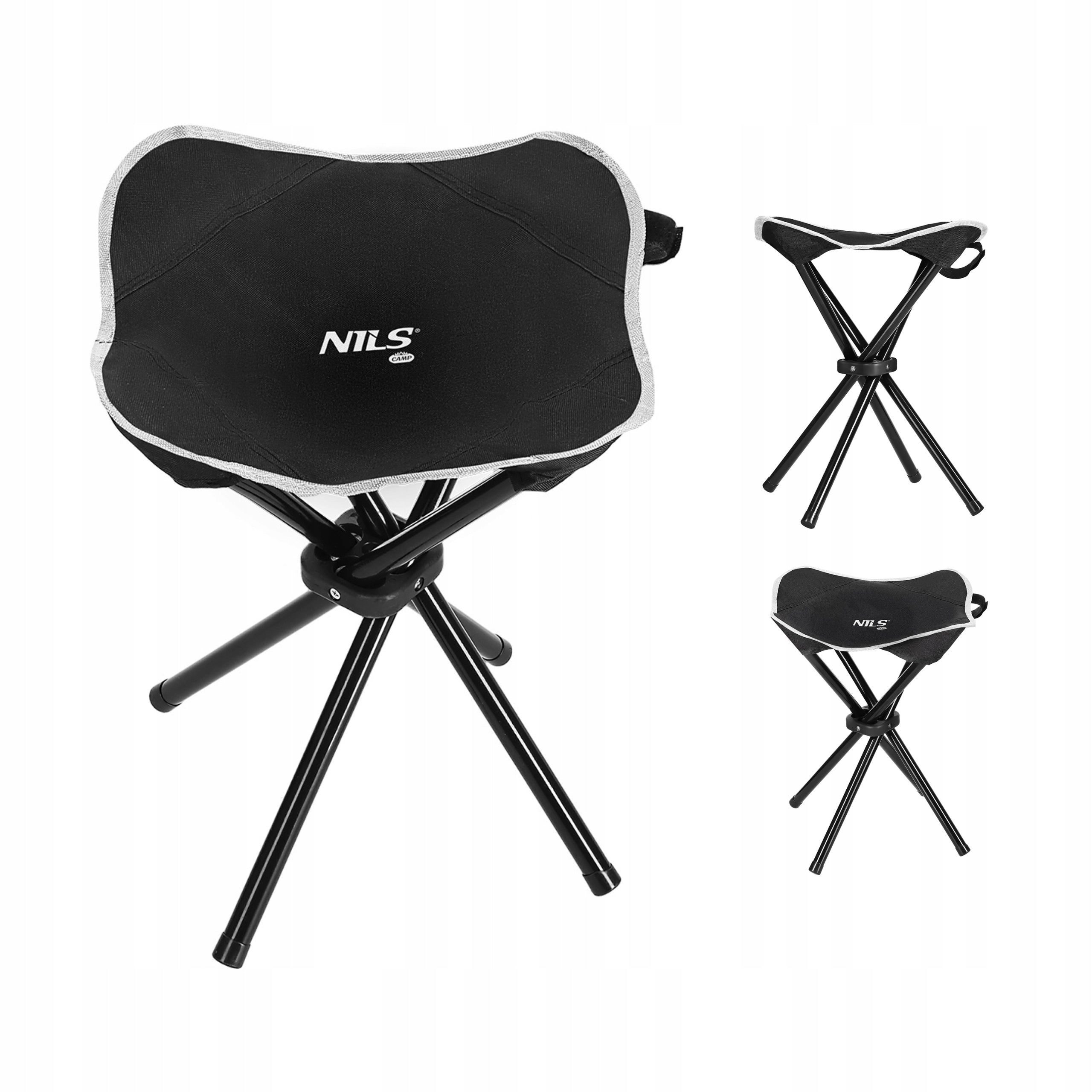 Camping stool folding hiking chair black NILS CAMP
