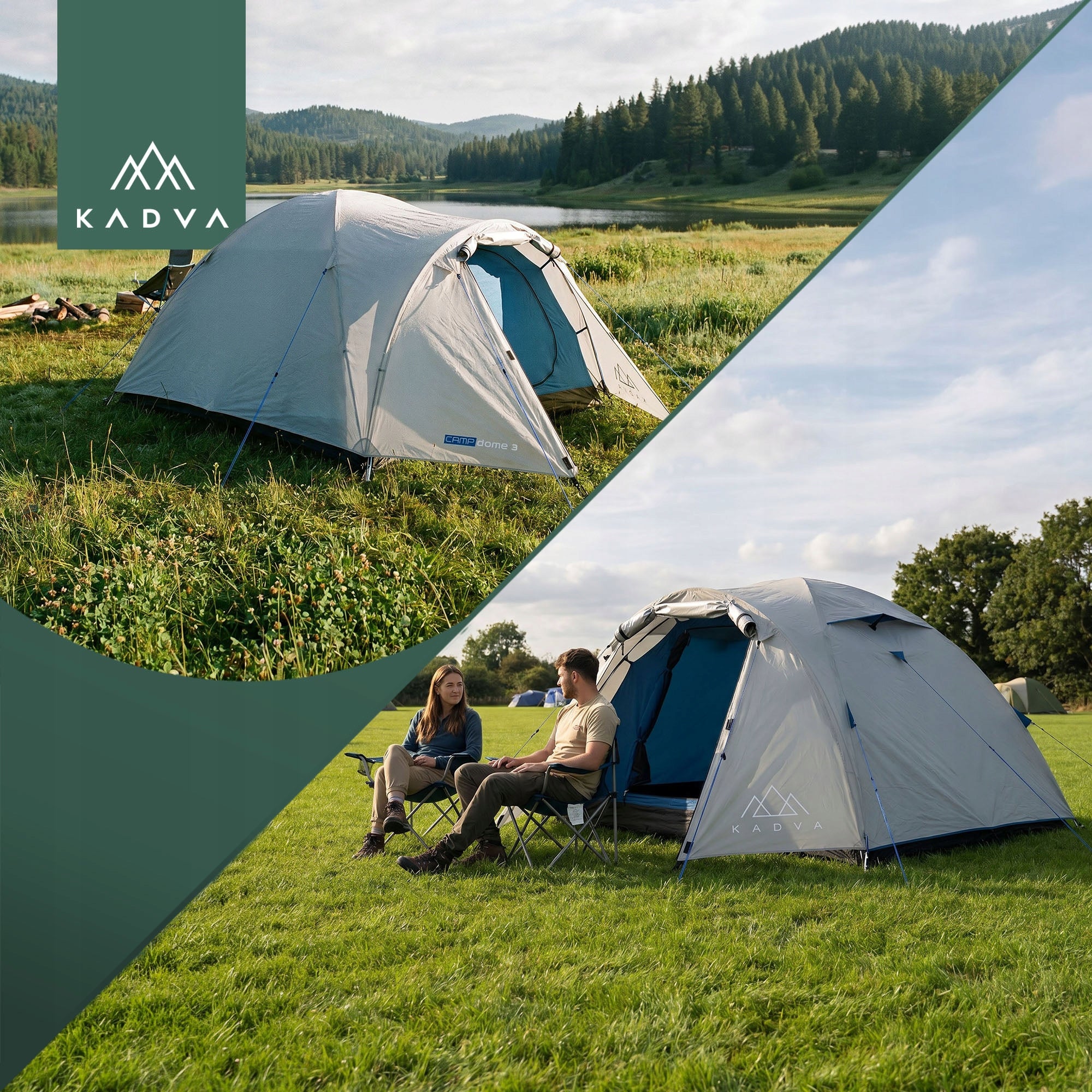 Camping tent 3-person KADVA CAMPdome 3 grey WATERPROOF LIGHTWEIGHT Kind not specified