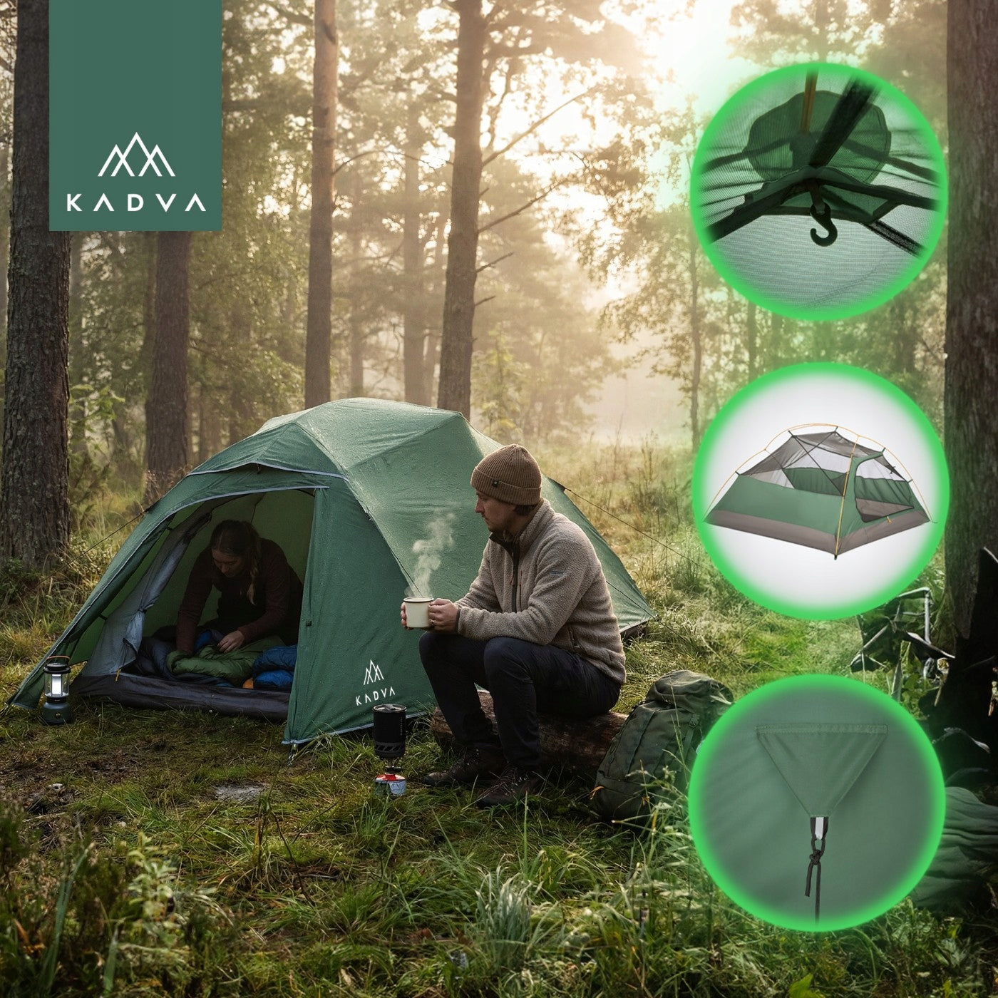 Camping tent 3-person KADVA Expedit 3 pro TOURIST WATERPROOF Brand Kadva