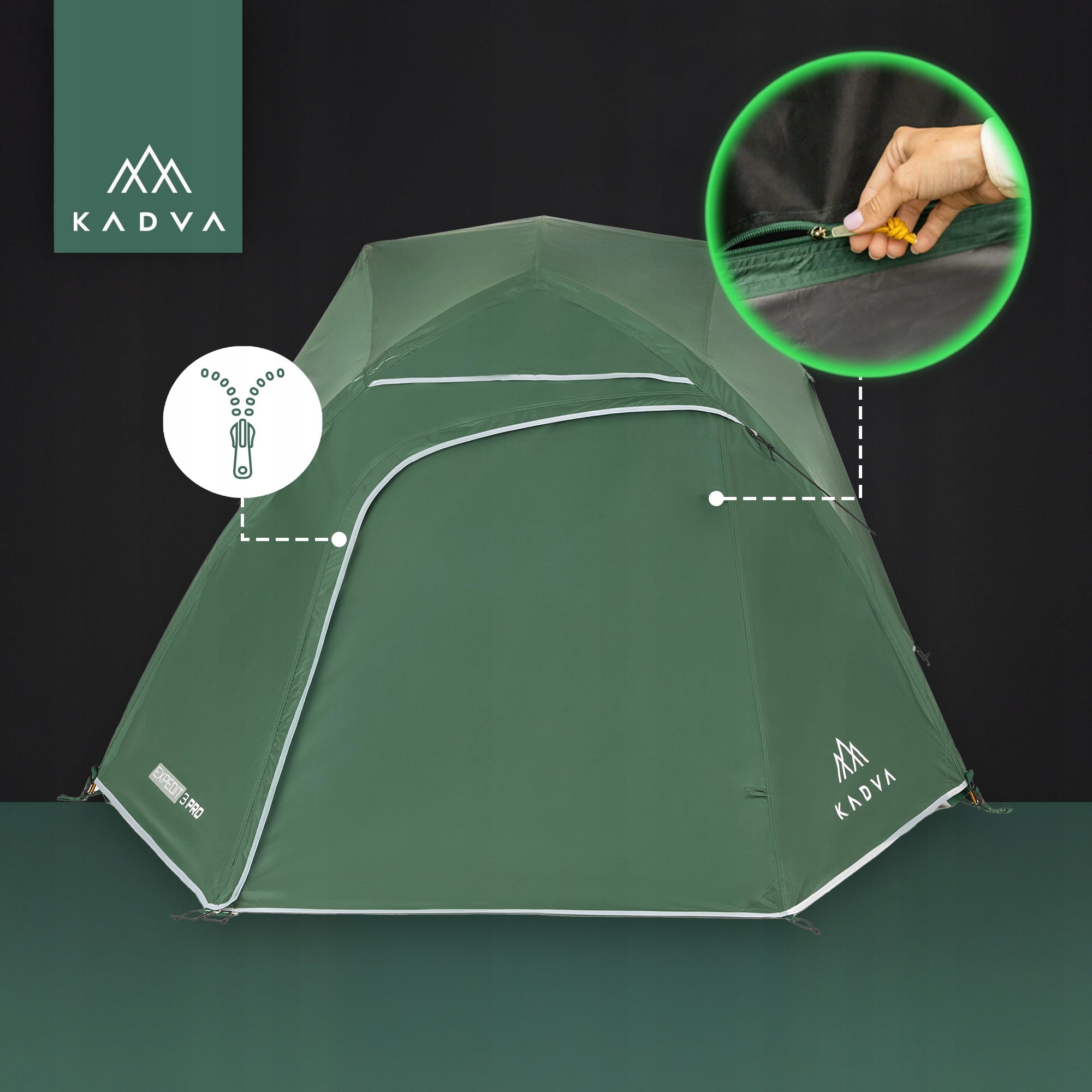 Camping tent 3-person KADVA Expedit 3 pro TOURIST WATERPROOF Model Expedit 3 pro