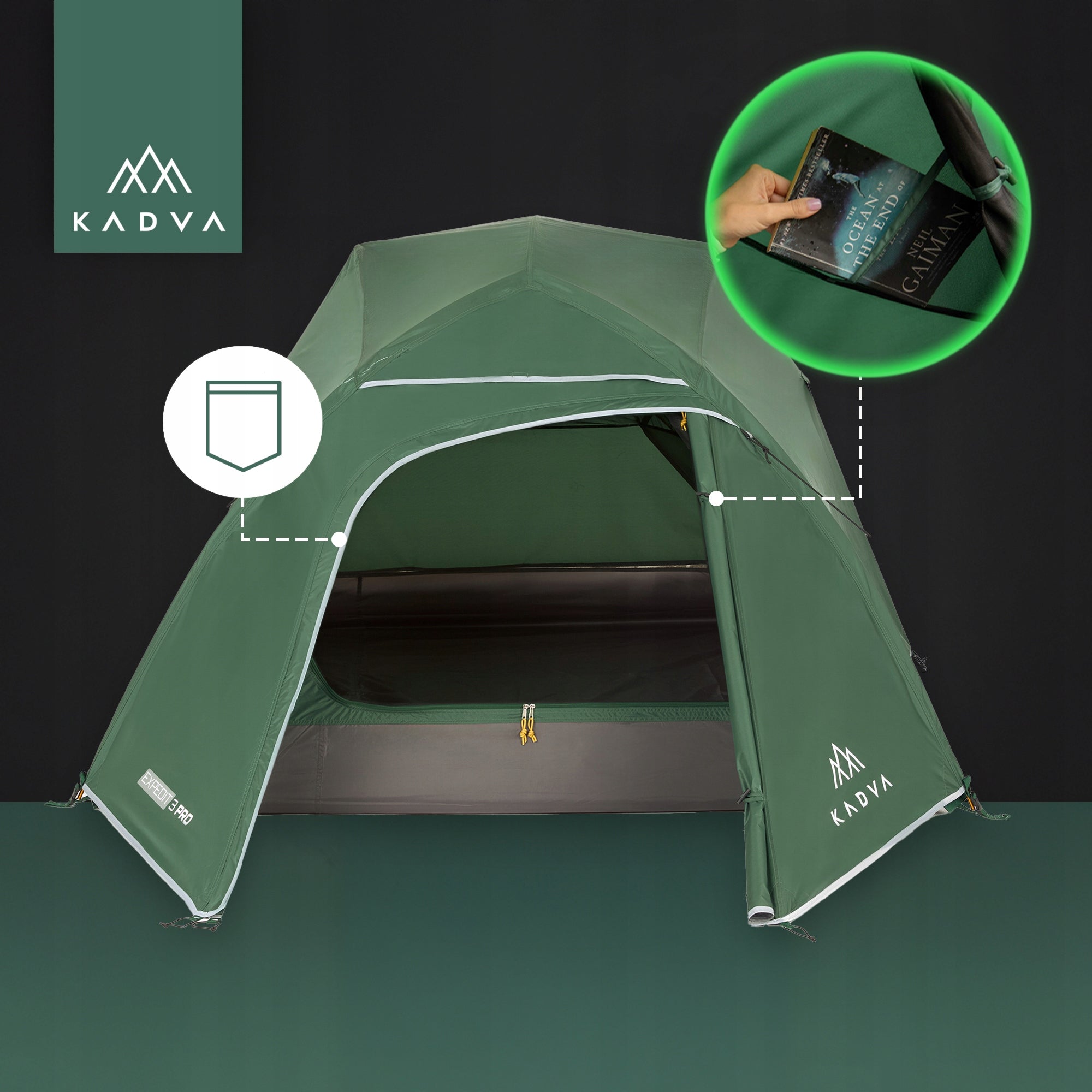 Camping tent 3-person KADVA Expedit 3 pro TOURIST WATERPROOF Waterproofness 3000 mm