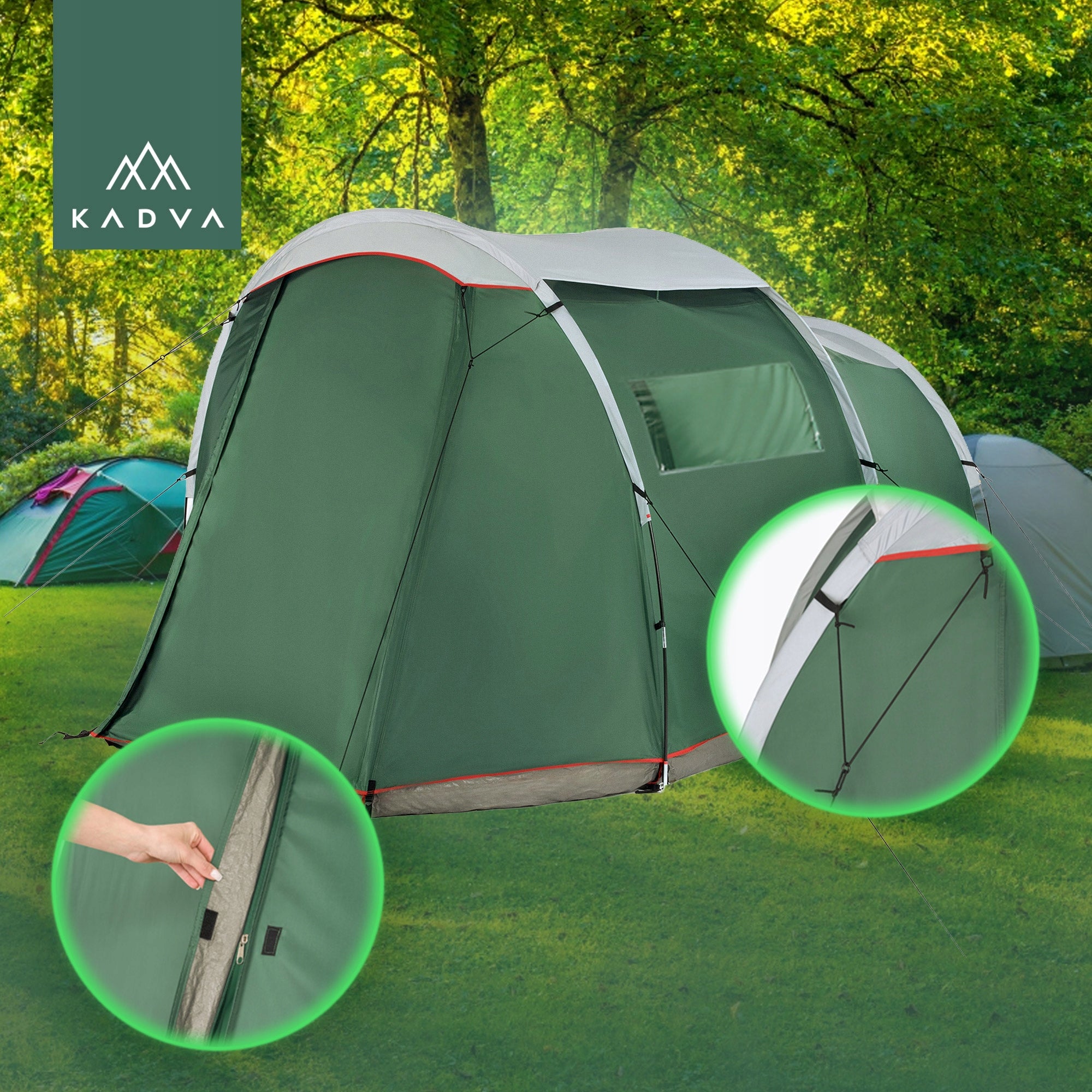 Camping tent 4-person KADVA Kavio 4.1 green OS LIGHTWEIGHT DESIGN Number of people 4