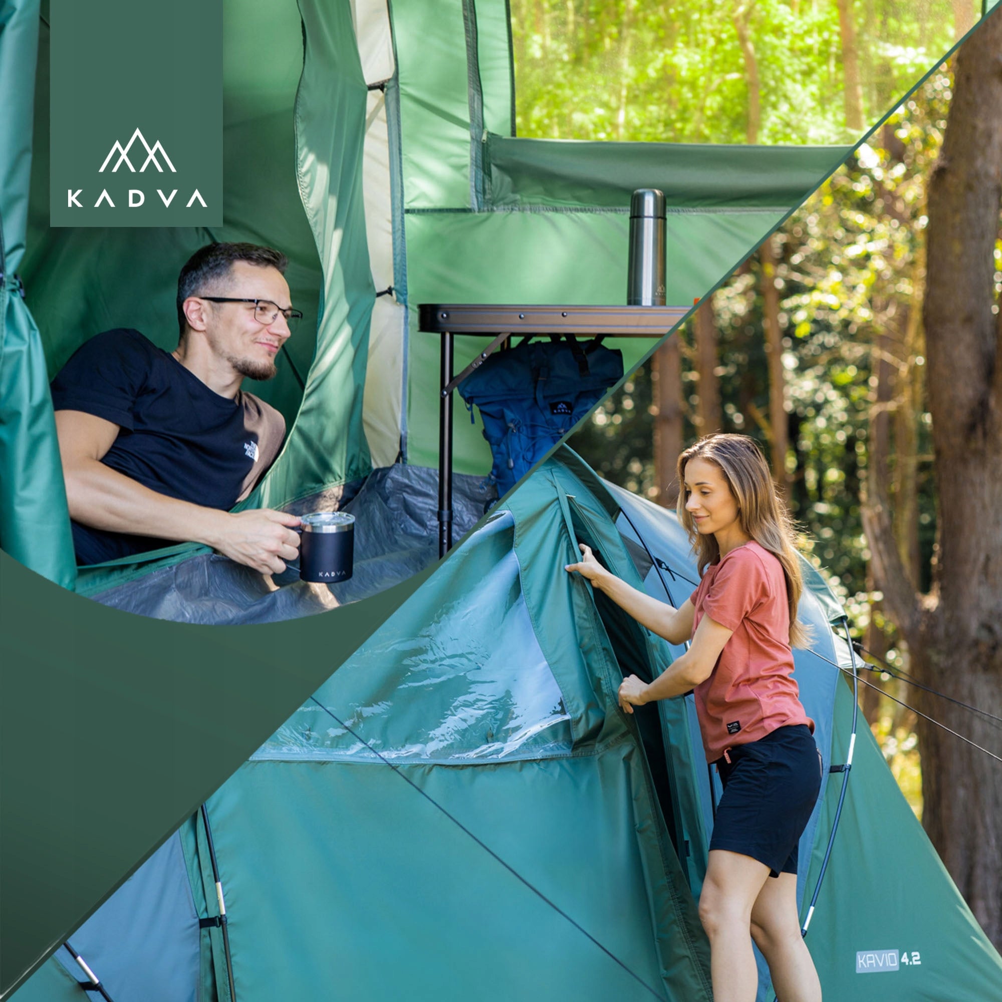 Camping tent 4-person KADVA Kavio 4.2 green HIKING LIGHTWEIGHT Kind travel