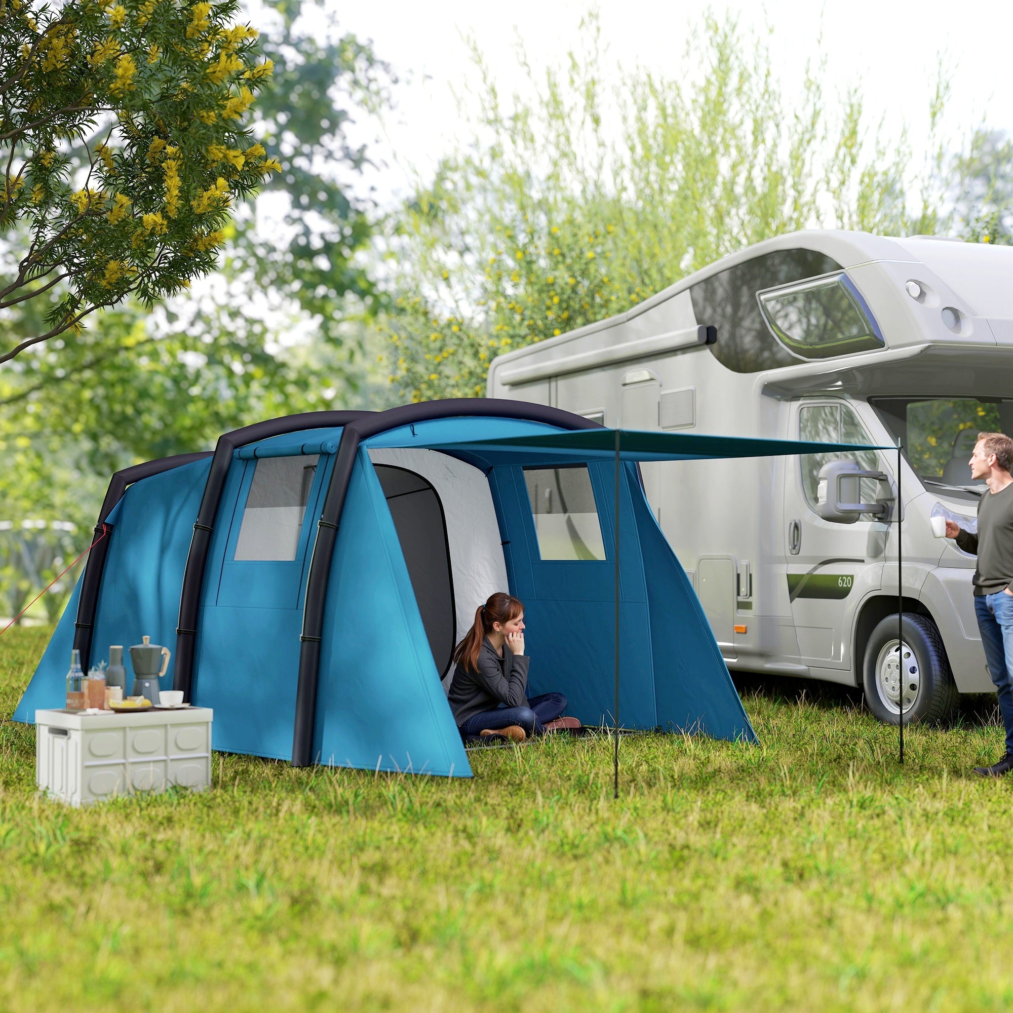 Camping tent Outsunny inflatable 6-person blue waterproof 3000 mm Manufacturer code A20-477V00DB