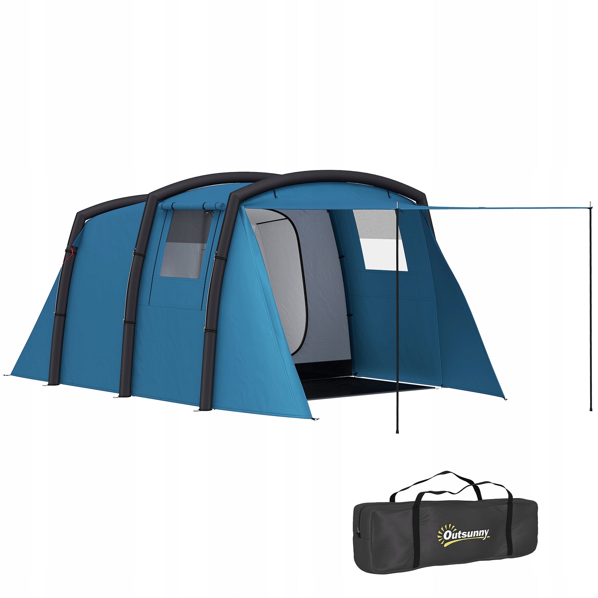 Camping tent Outsunny inflatable 6-person blue waterproof 3000 mm