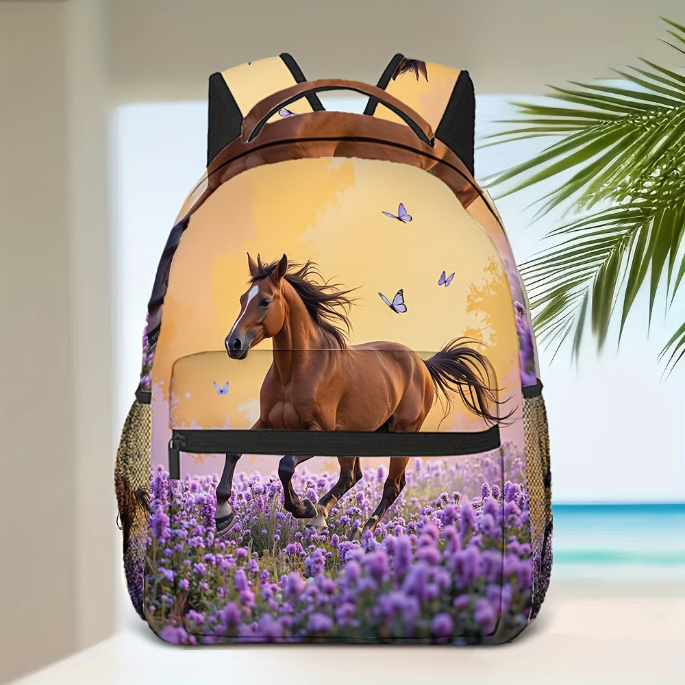Campus Backpack - Casual Use - Purple, Brown, Yellow - Stylish