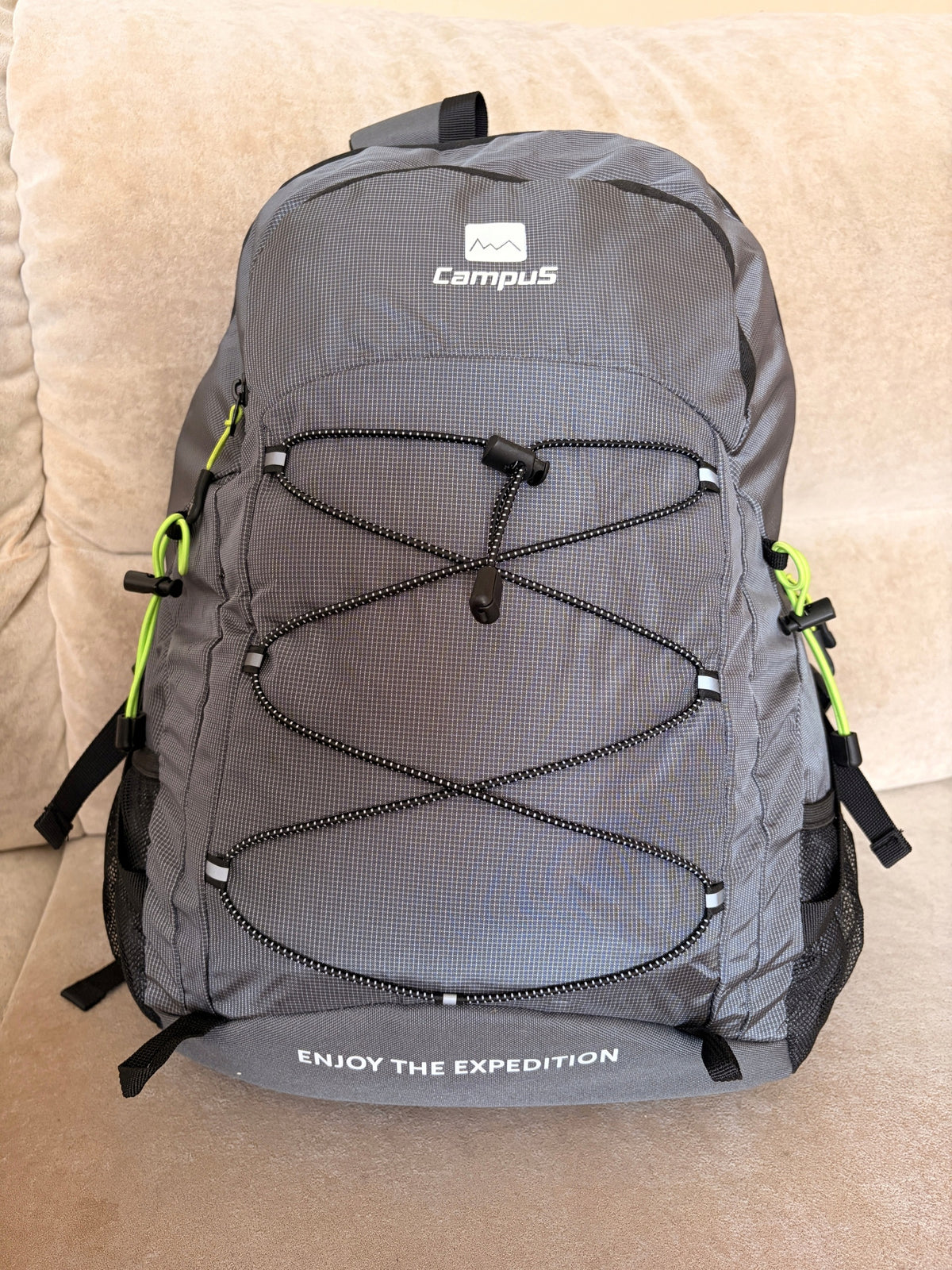 Campus Essential 35L Hiking Backpack – Grey 2 Compartments Kind sports