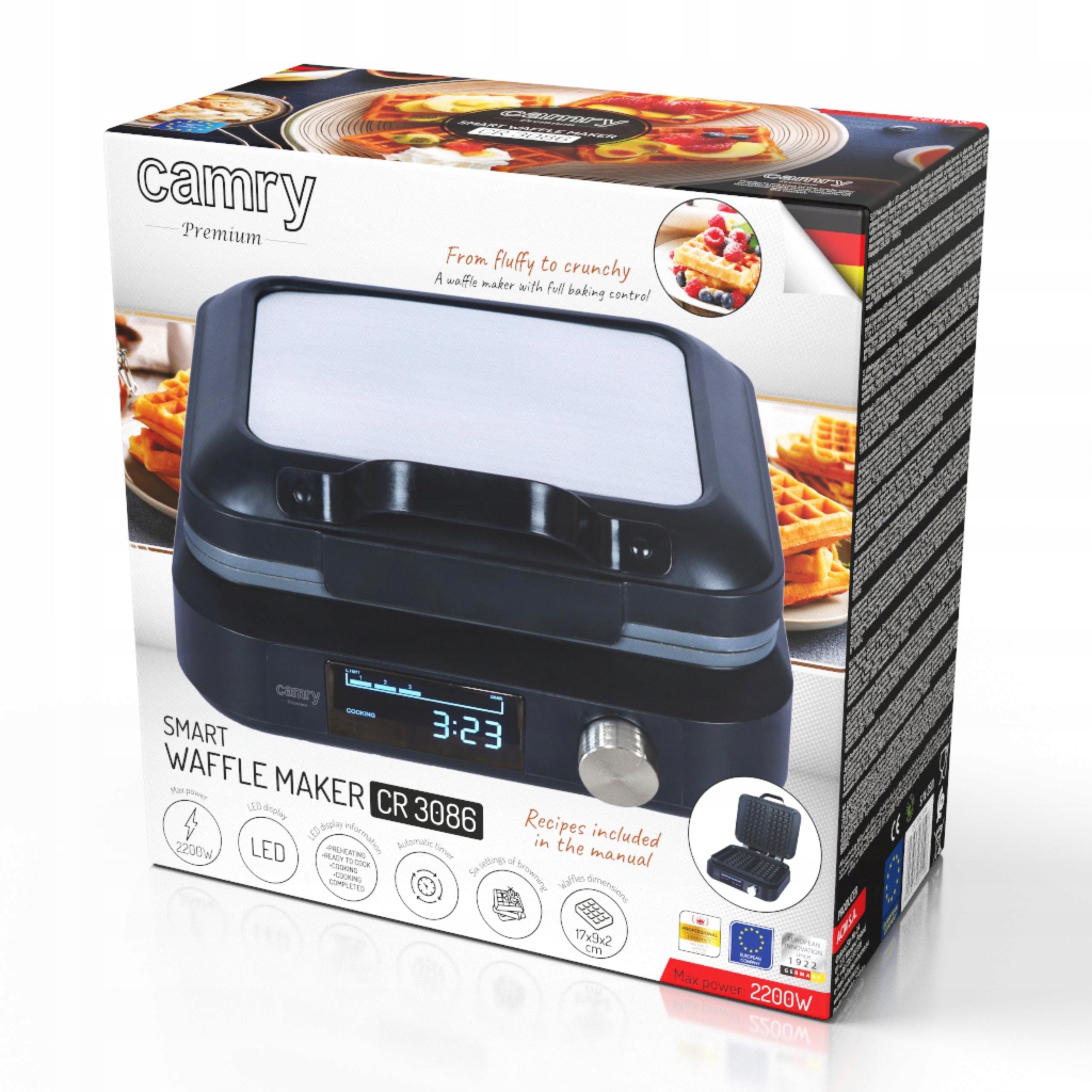Camry 2200W Waffle Iron Powerful Fast and Reliable with LED Display Manufacturer code Gofrownica Camry 2200W Mocna Szybka