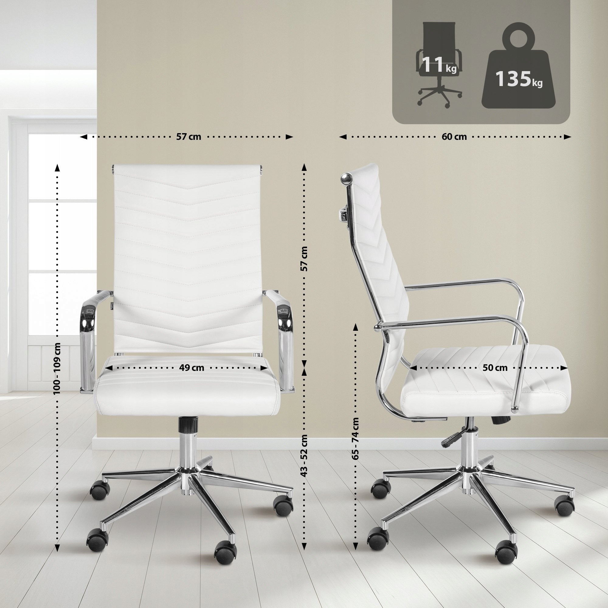 Canby Faux Leather Office Chair, White Manufacturer code 325089
