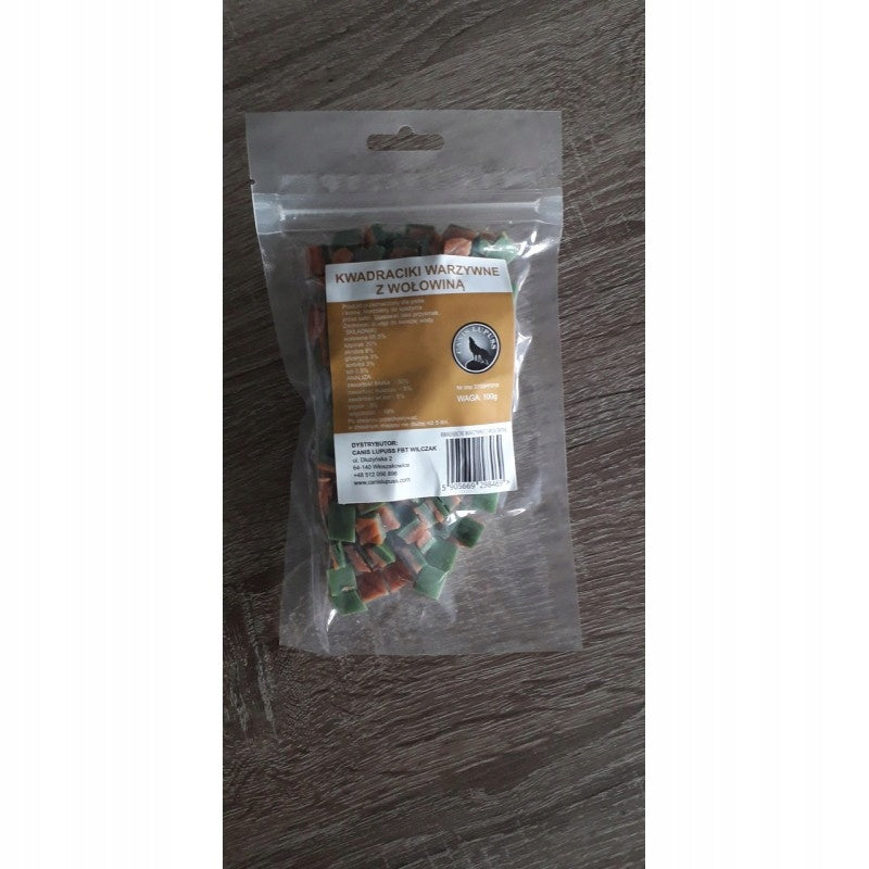 Canis Lupuss DOGS AND CATS SWEET Vegetable squares with beef 100g Flavor beef