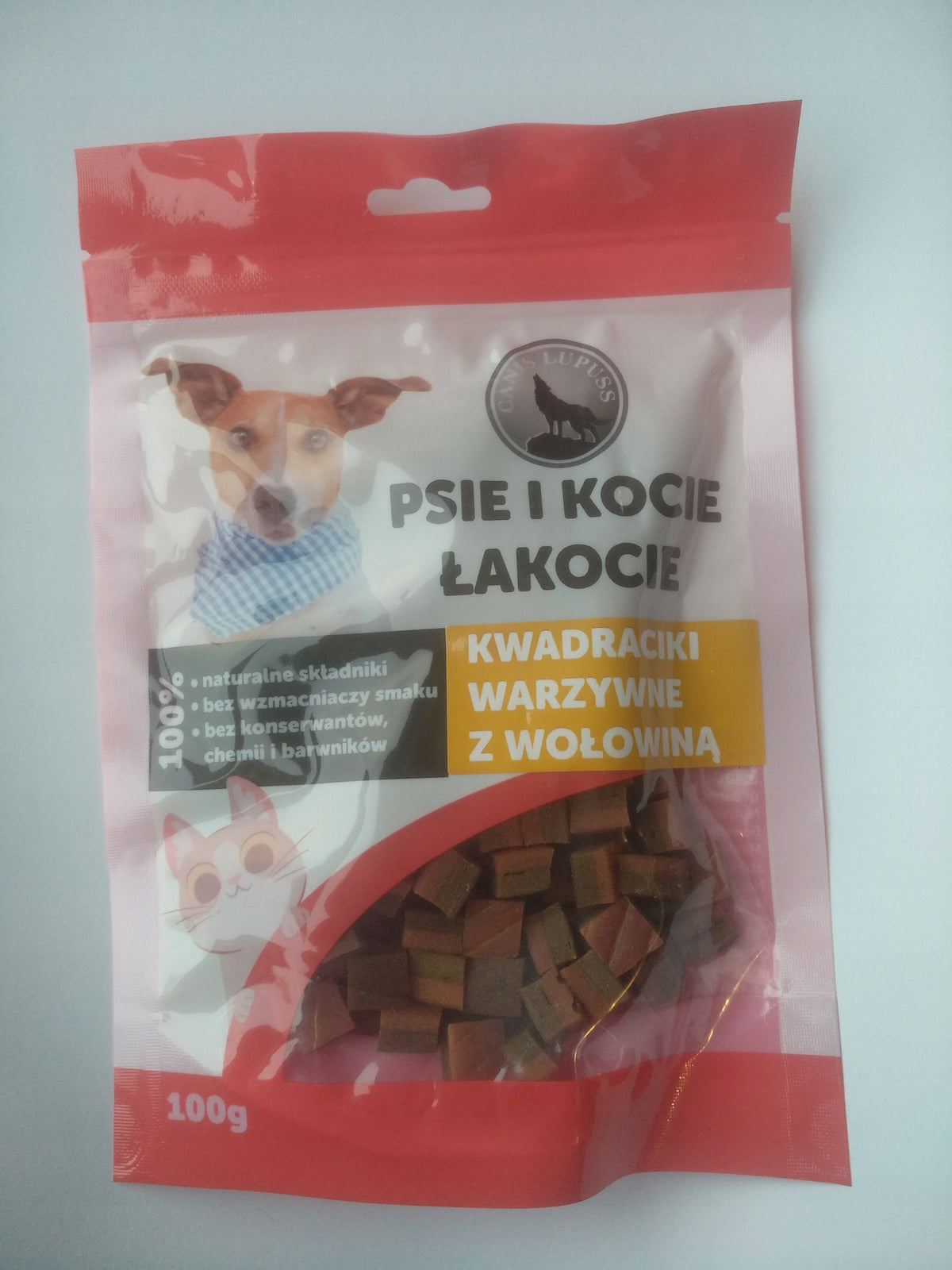 Canis Lupuss DOGS AND CATS SWEET Vegetable squares with beef 100g