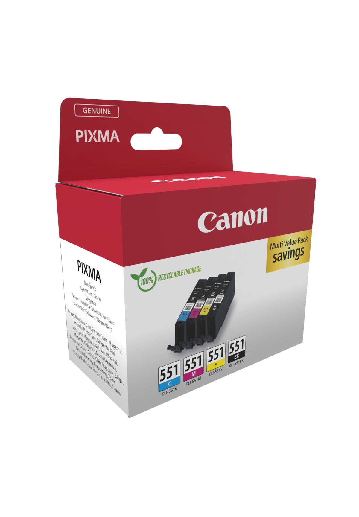 Canon CLI 551 CMYK Multipack Printer Cartridge Set Manufacturer code 551