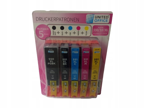 Canon CLI-551 CMYK replacement ink set 5-pack