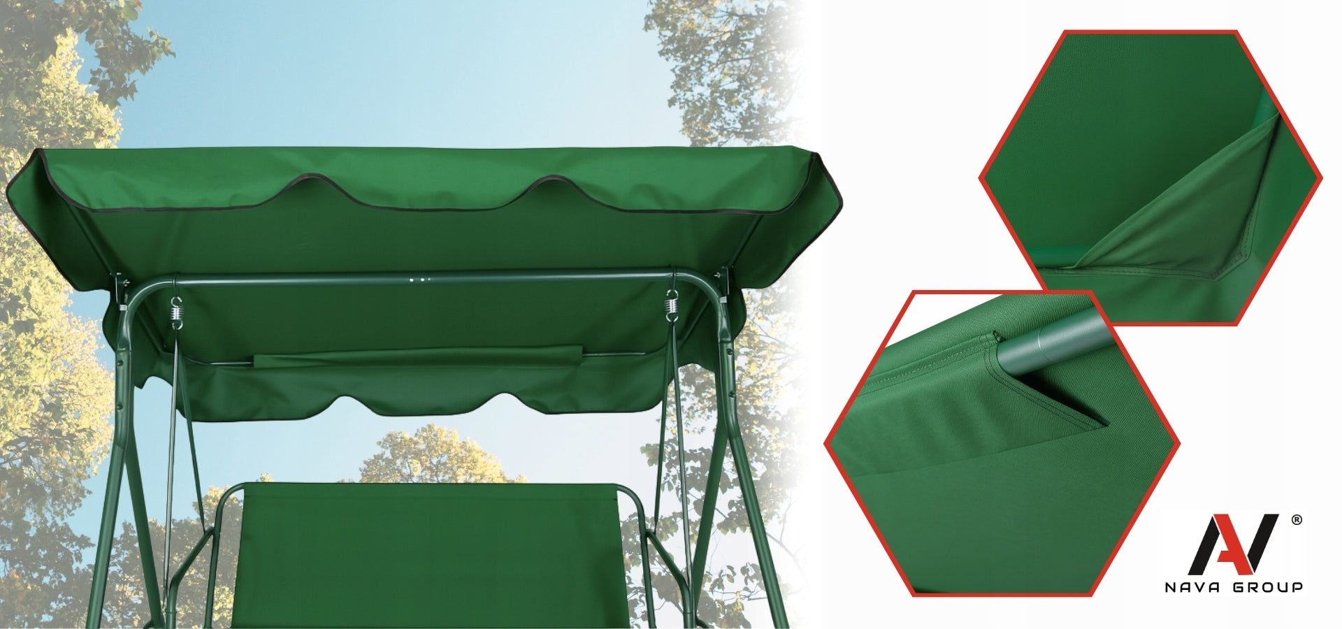 Canopy Cover Replacement for Garden Swing 200 x 120 cm Green Manufacturer Nava Group