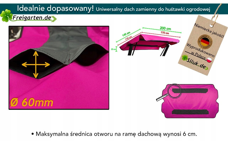 Canopy covering for a garden swing. Roof for a garden swing. UNIVERSAL Seat length 200 cm