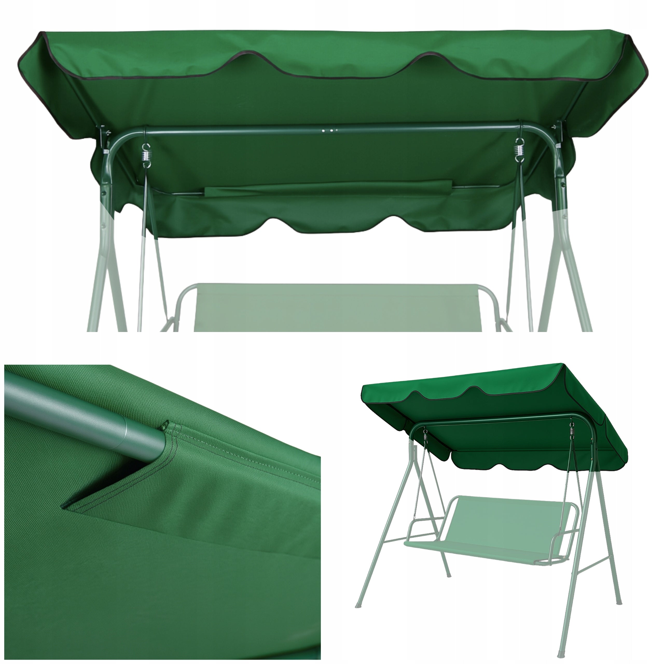Canopy for Garden Swing Roof Material Waterproof 188x110cm UV Strong