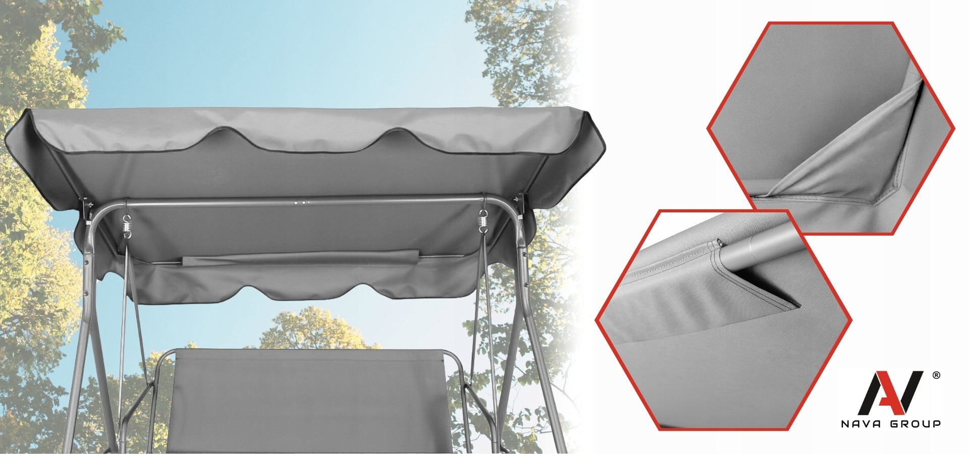 Canopy for Garden Swing Roof Material Waterproof 230x120cm UV Strong Manufacturer Nava Group