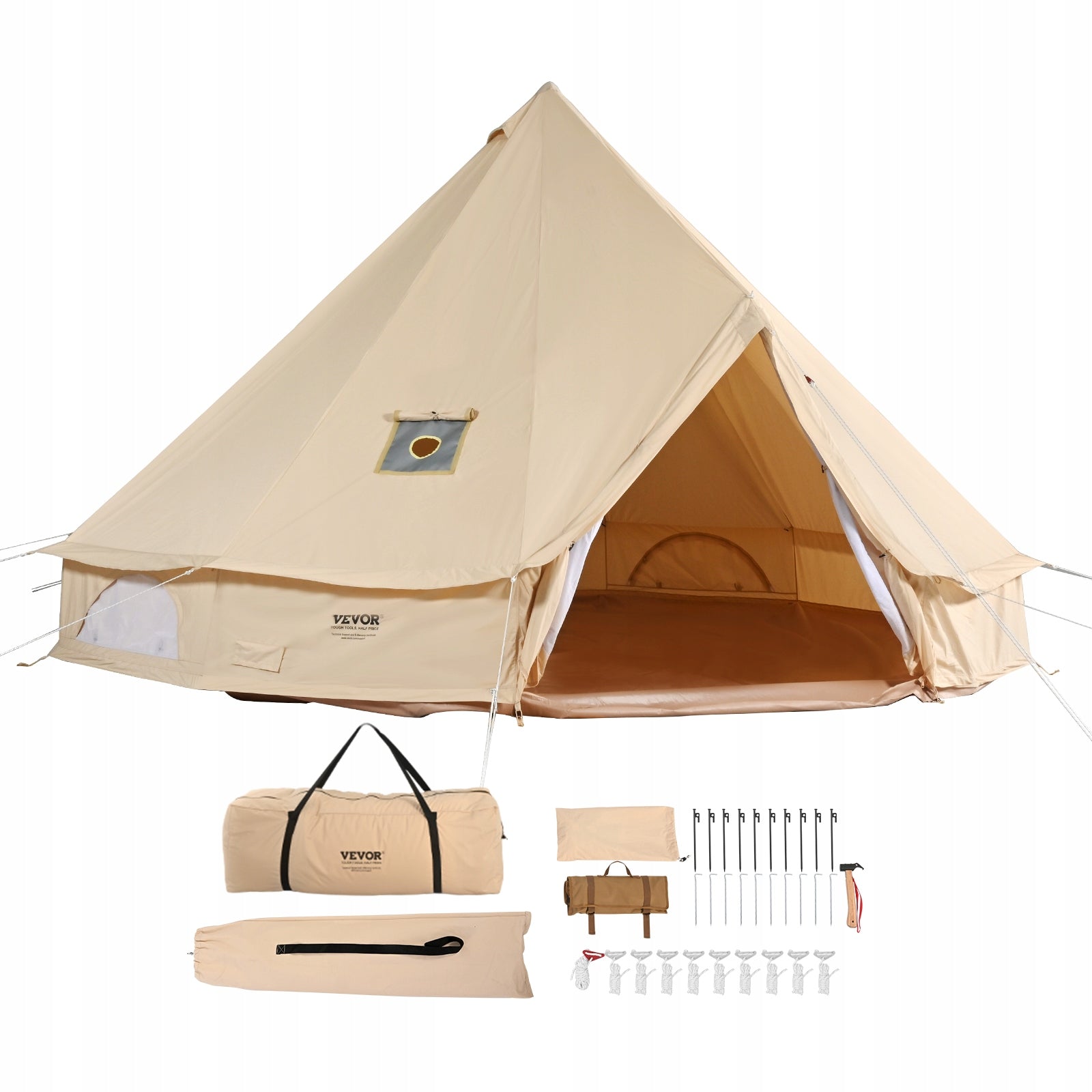 Canvas Bell Tent 3m 9.8ft 4 Seasons 4 People Camping Stove Jack Yurt Tent Brand Vevor