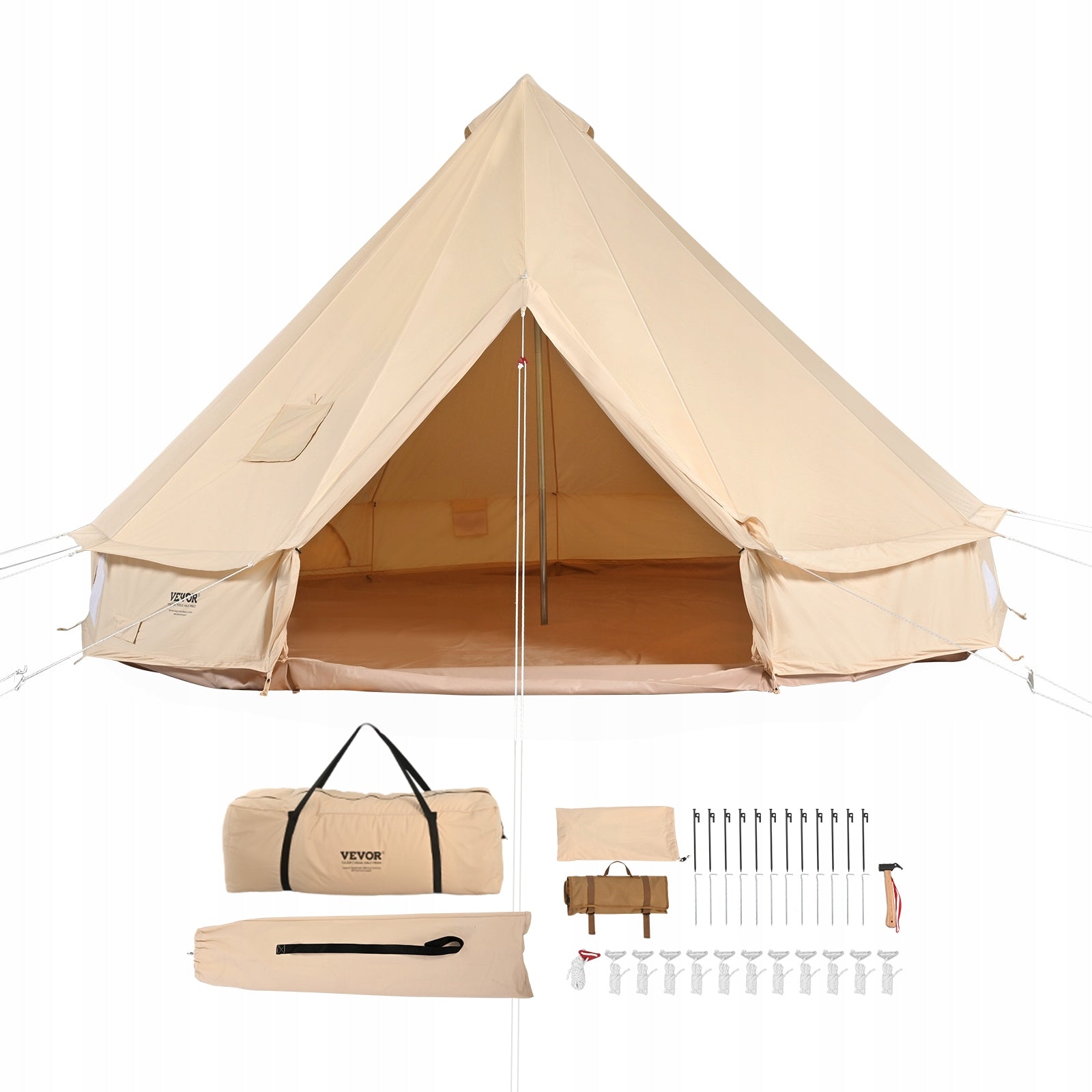 Canvas Bell Tent 4 Seasons 4m 13 12 ft 6 People Stove Jack Camping Yurt