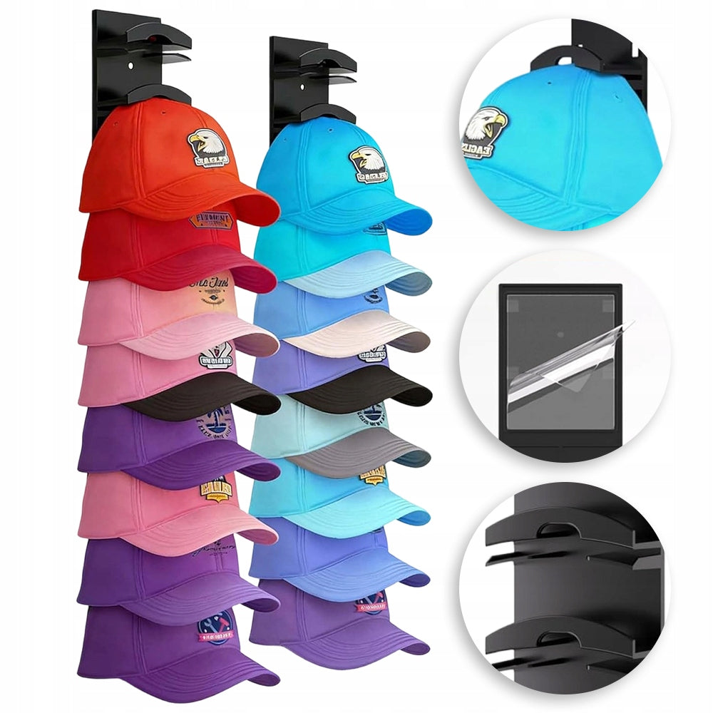 Cap Holder with Canopy for Wall Mounted 2 Pcs Black